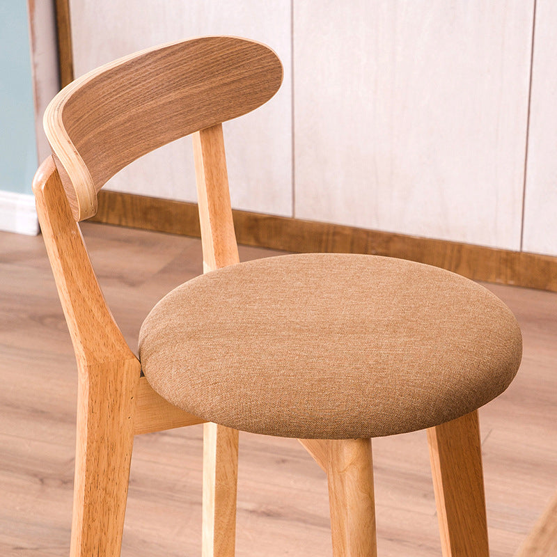 Scandinavian Upholstered Footrest Low Back Stool 27.55'' Beechwood Bar Stool