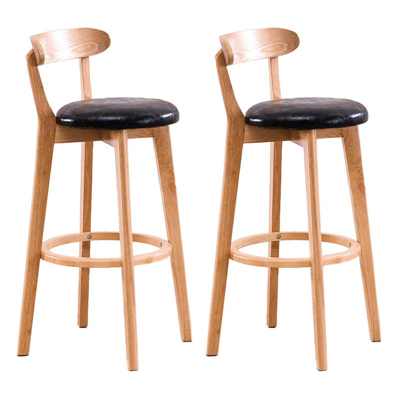 Scandinavian Upholstered Footrest Low Back Stool 27.55'' Beechwood Bar Stool