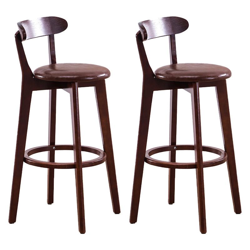 Scandinavian Upholstered Footrest Low Back Stool 27.55'' Beechwood Bar Stool