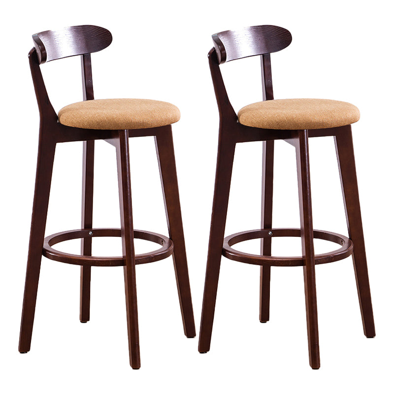 Scandinavian Upholstered Footrest Low Back Stool 27.55'' Beechwood Bar Stool