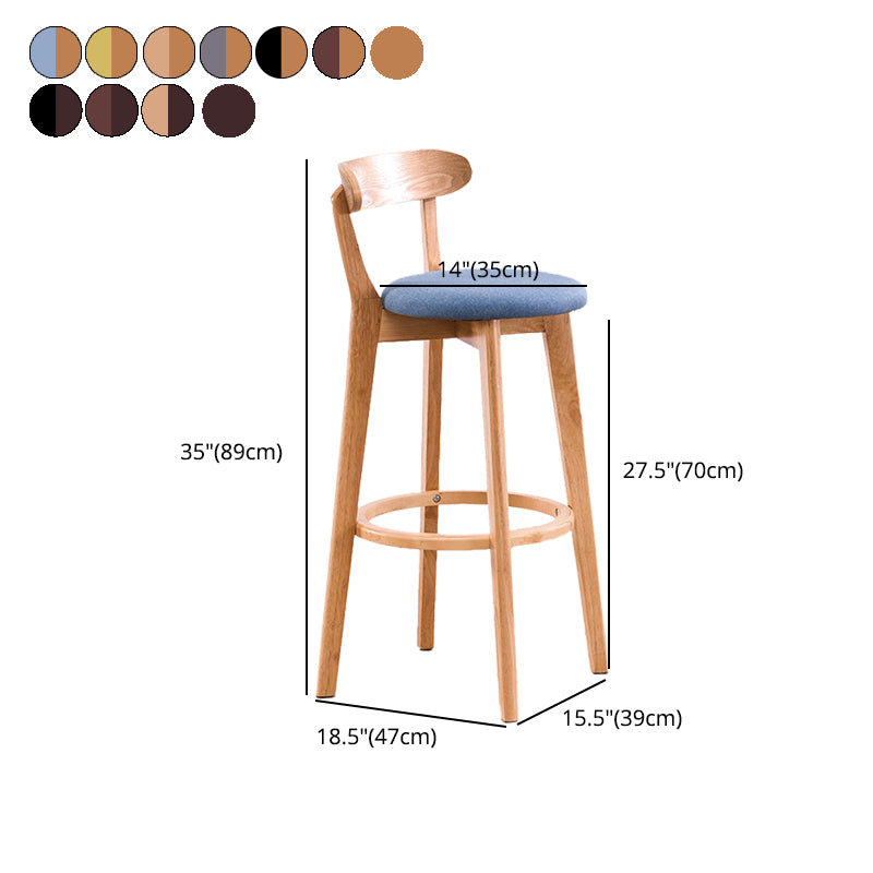 Scandinavian Upholstered Footrest Low Back Stool 27.55'' Beechwood Bar Stool