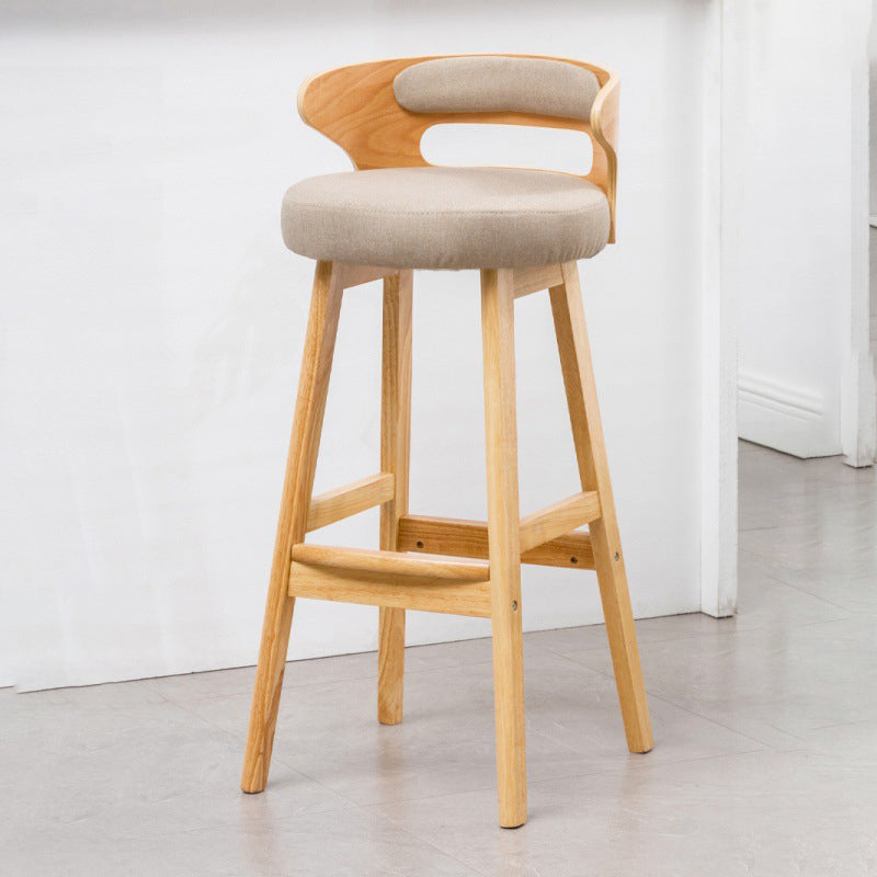 Scandinavische lage rug gestoffeerde voetsteun barkruk Home rubberwood kruk