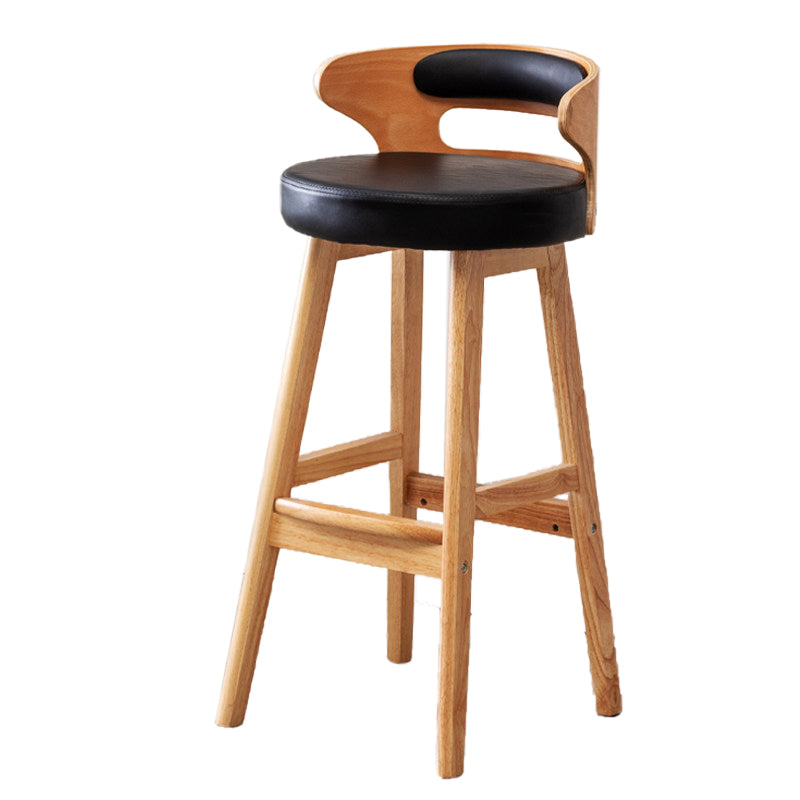 Skandinavischer Barhocker mit gepolsterter Fußstütze und niedriger Rückenlehne, Home Rubberwood-Hocker