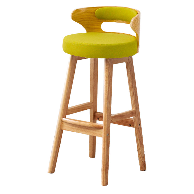 Skandinavischer Barhocker mit gepolsterter Fußstütze und niedriger Rückenlehne, Home Rubberwood-Hocker