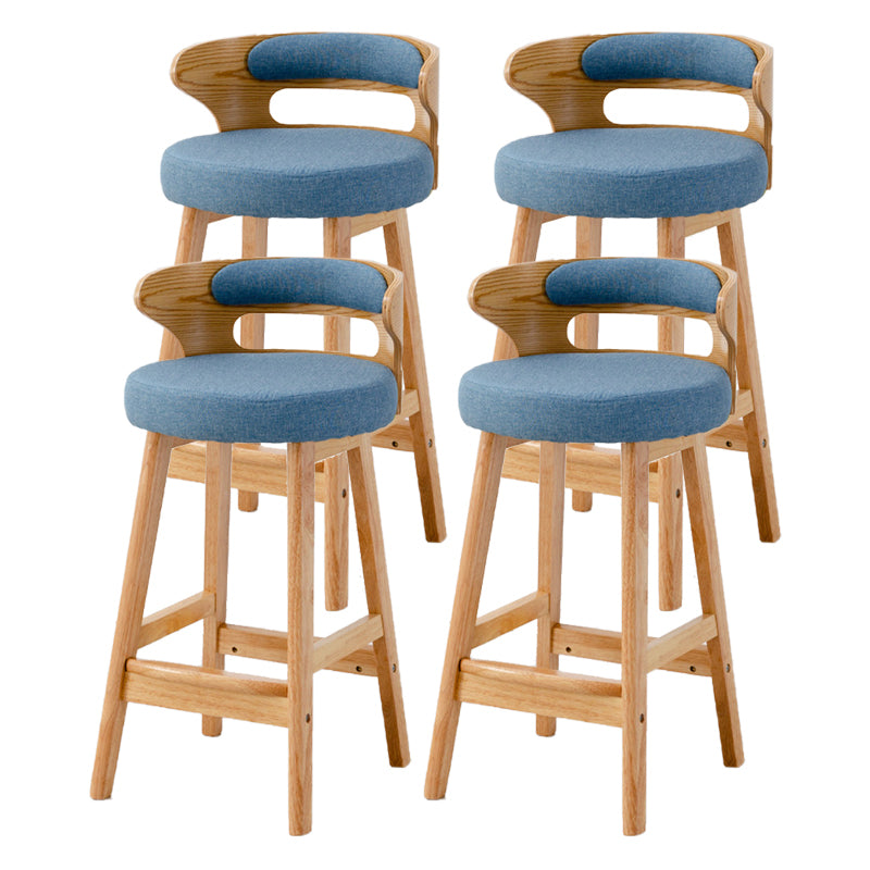 Scandinavische lage rug gestoffeerde voetsteun barkruk Home rubberwood kruk