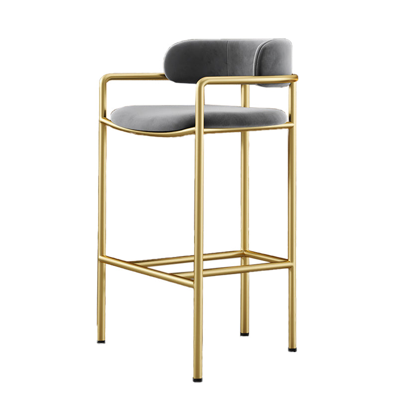 Glam Low Back Bar and Counter Stool Square Stool with 4 Gold Legs