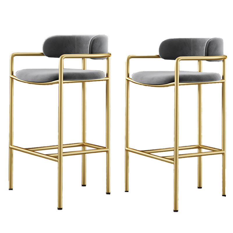 Glam Low Back Bar and Counter Stool Square Stool with 4 Gold Legs