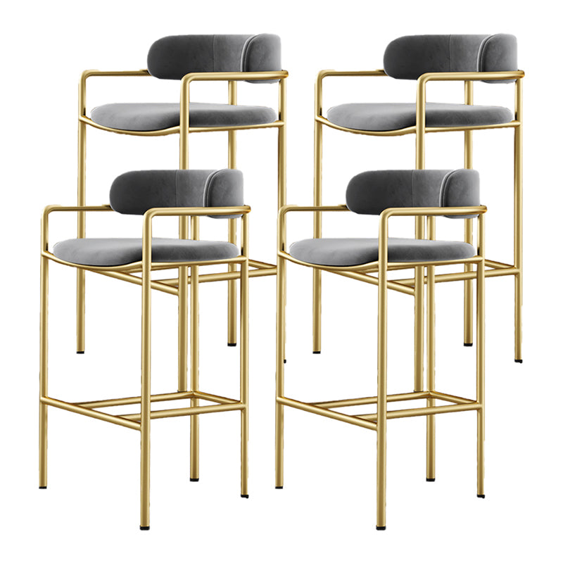 Glam Low Back Bar and Counter Stool Square Stool with 4 Gold Legs