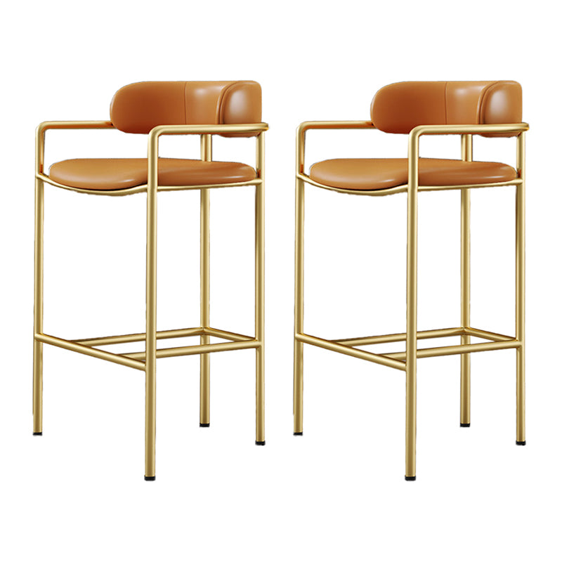 Glam Low Back Bar and Counter Stool Square Stool with 4 Gold Legs