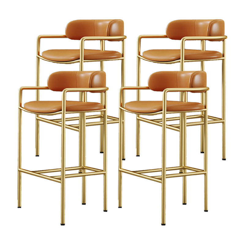 Glam Low Back Bar and Counter Stool Square Stool with 4 Gold Legs