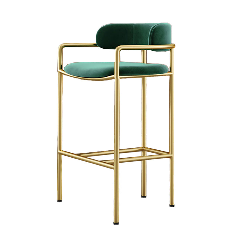 Glam Low Back Bar and Counter Stool Square Stool with 4 Gold Legs