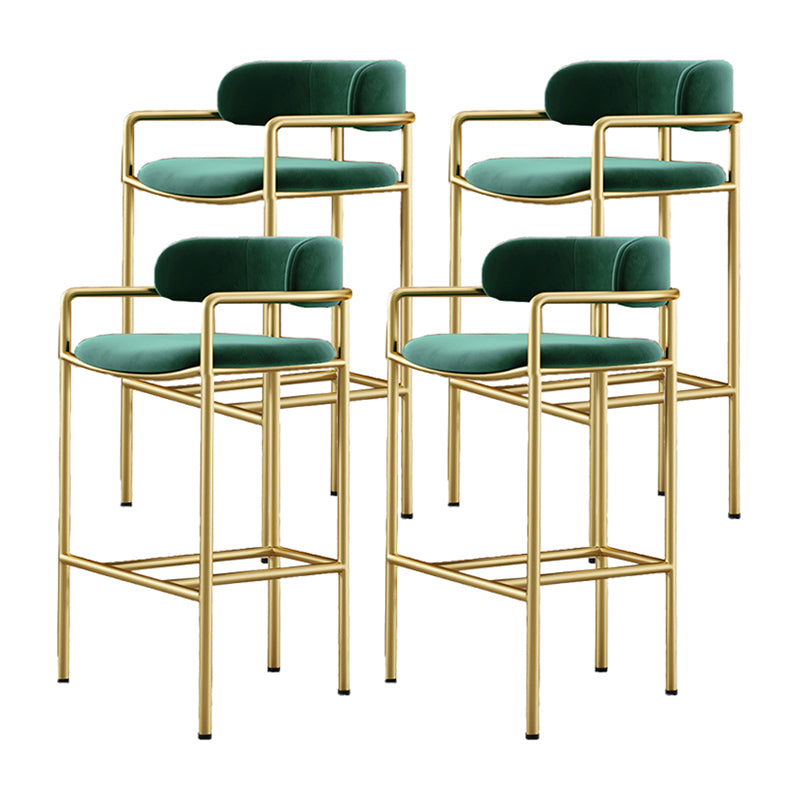 Glam Low Back Bar and Counter Stool Square Stool with 4 Gold Legs