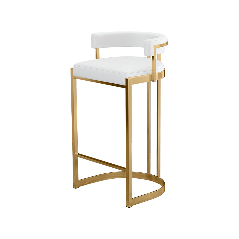 Glam Footrest Back Barstool Matte Acabado PU Cuero Matte Matte Cafetería taburete