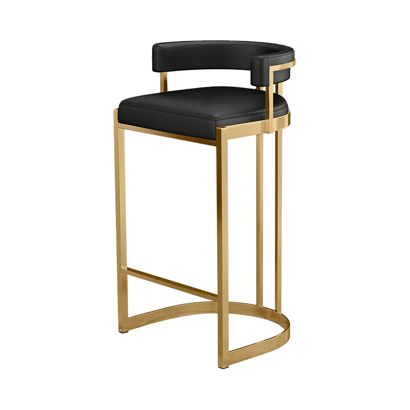 Glam Footrest Back Barstool Matte Acabado PU Cuero Matte Matte Cafetería taburete