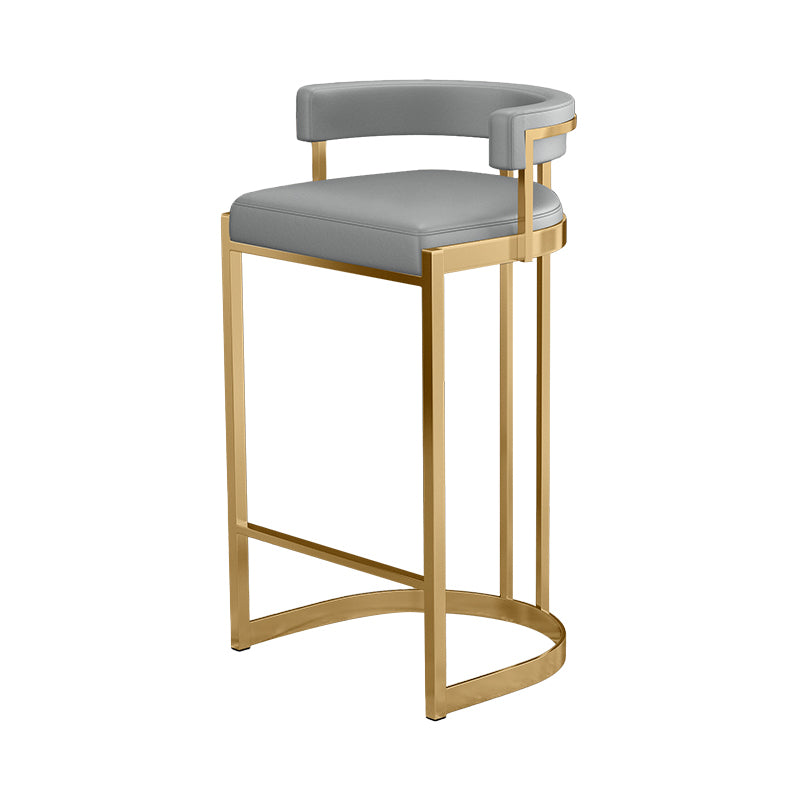 Glam Footrest Back Barstool Matte Acabado PU Cuero Matte Matte Cafetería taburete