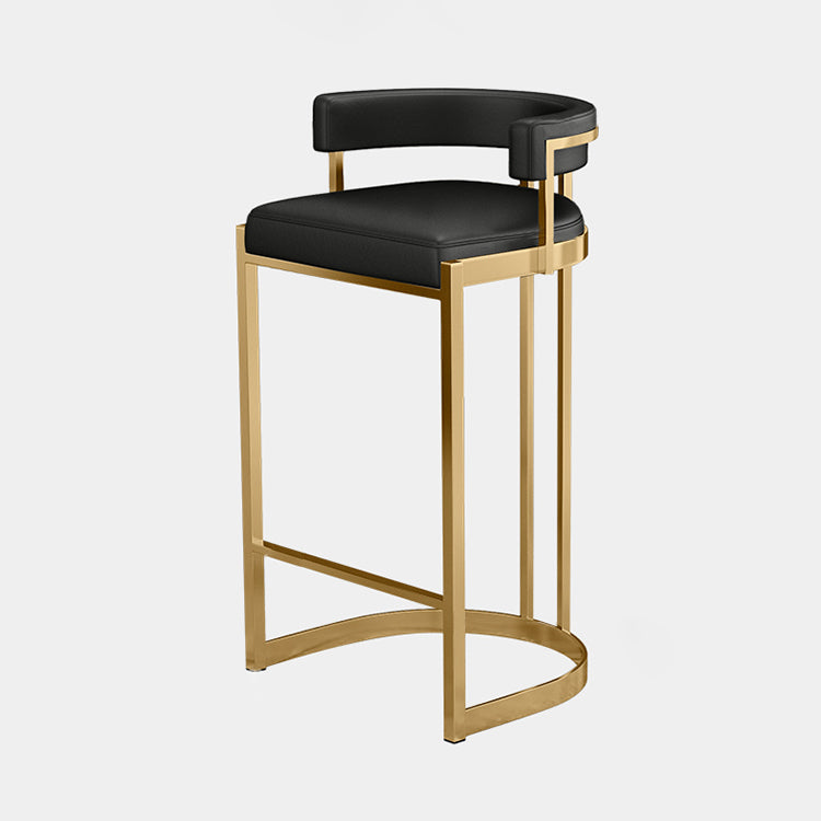 Glam Footrest Back Barstool Matte Acabado PU Cuero Matte Matte Cafetería taburete