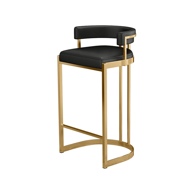 Glam Footrest Back Barstool Matte Acabado PU Cuero Matte Matte Cafetería taburete