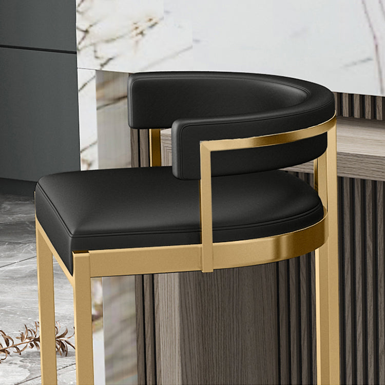 Glam Footrest Back Barstool Matte Acabado PU Cuero Matte Matte Cafetería taburete