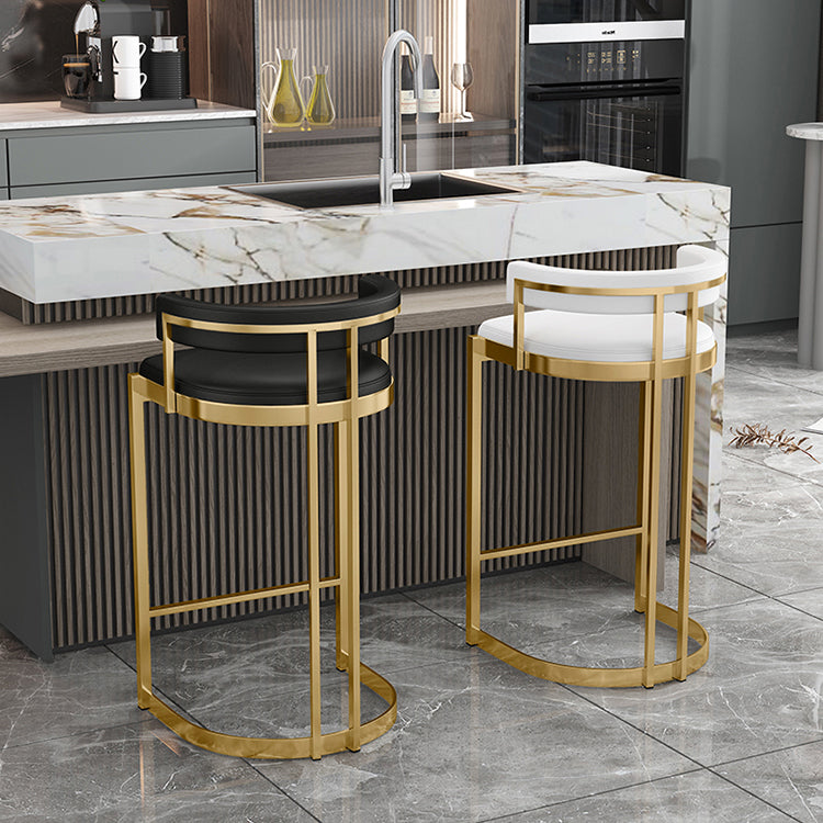 Glam Footrest Back Barstool Matte Acabado PU Cuero Matte Matte Cafetería taburete