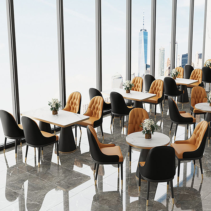 Leather Upholstered Chair Set Scandinavian 1/2/5 Pieces White Dining Table and Chairs