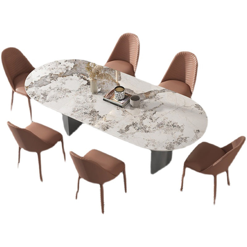 Minimalist Design 1/4/5/7 Pieces Furniture Oval Sintered Stone Top Dining Room Table Set