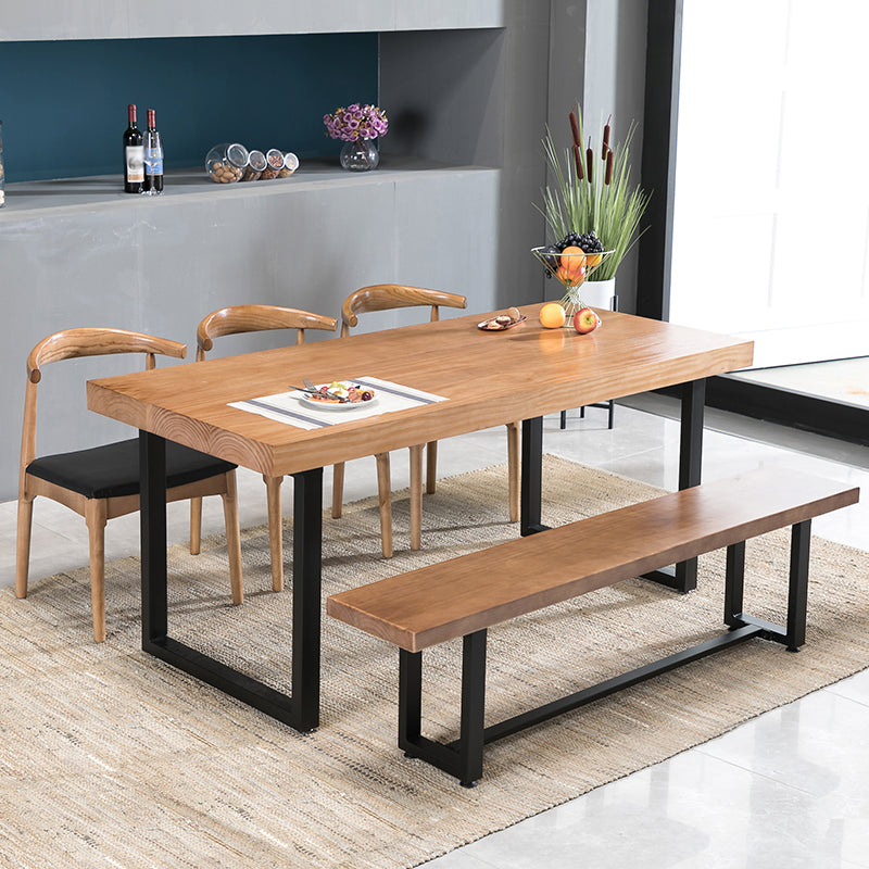 Industrial 1/2/5/7 Pieces Rectangle Dining Set Solid Wood Dining Table with Chairs