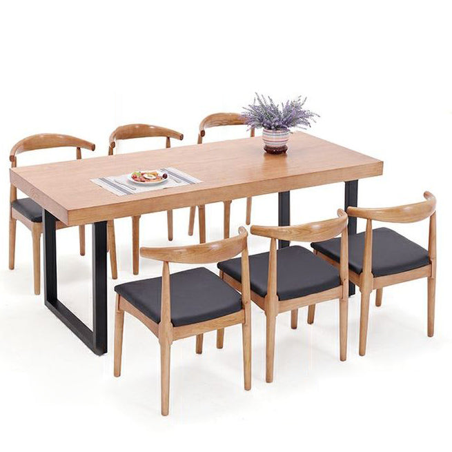 Industrial 1/2/5/7 Pieces Rectangle Dining Set Solid Wood Dining Table with Chairs
