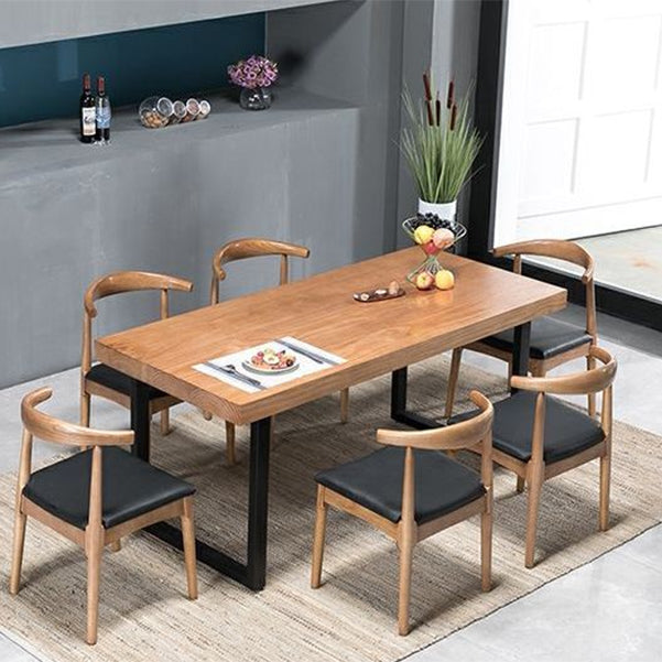 Industrial 1/2/5/7 Pieces Rectangle Dining Set Solid Wood Dining Table with Chairs
