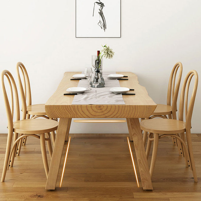 Rectangle Wooden Dining Table for Restaurant Modern Pine Table in Nature with 4 Legs