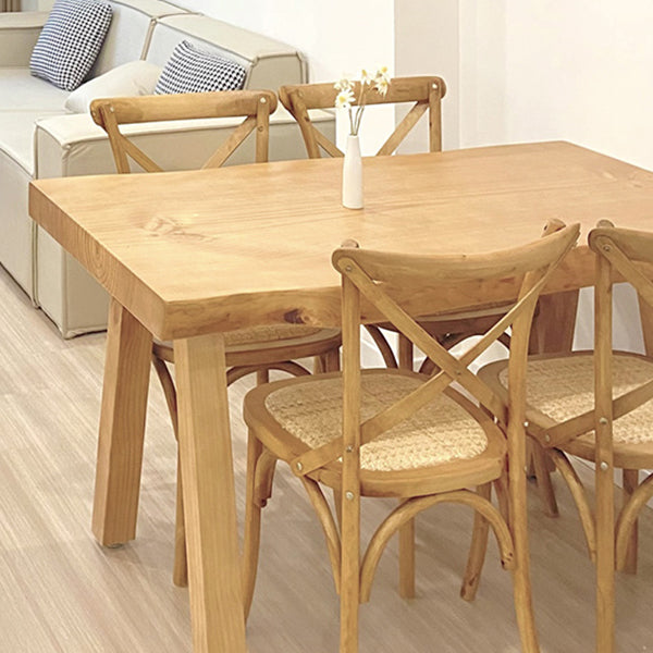 Rectangle Wooden Dining Table for Restaurant Modern Pine Table in Nature with 4 Legs