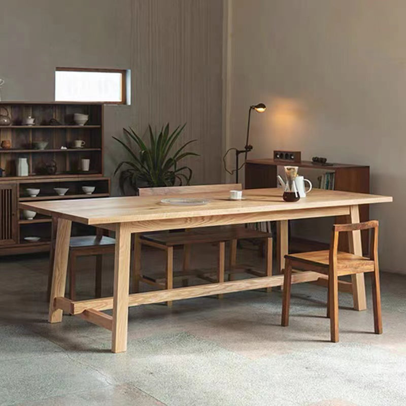 Rectangle Wooden Dining Table for Restaurant Modern Pine Table with Trestle Base