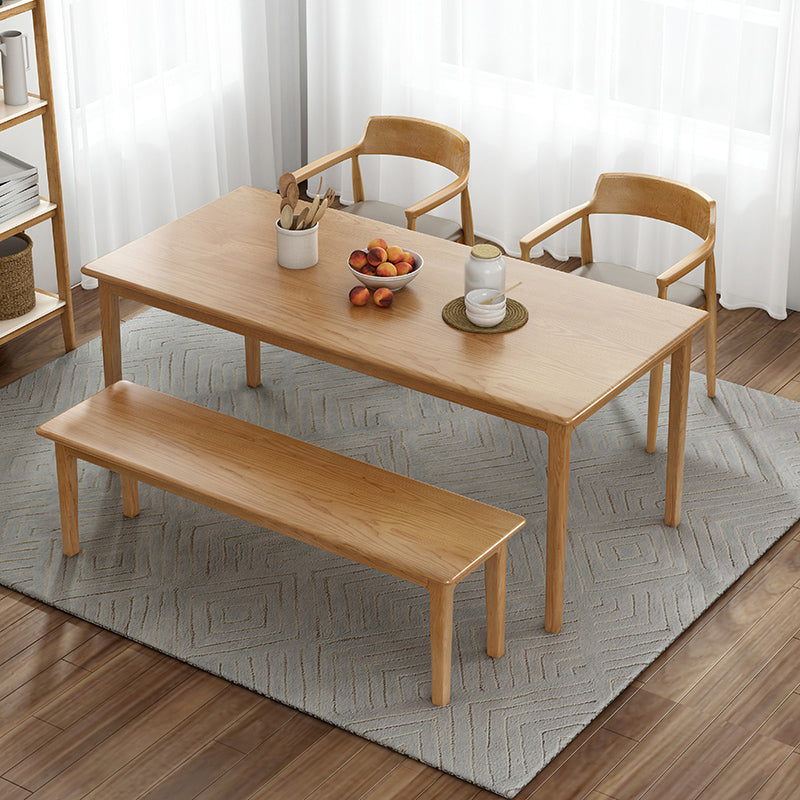 Rectangle Simplicity Dining Table Wood Color Fixed Table of Pinewood Solid Wood