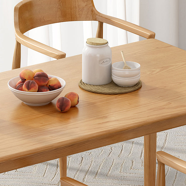 Rectangle Simplicity Dining Table Wood Color Fixed Table of Pinewood Solid Wood