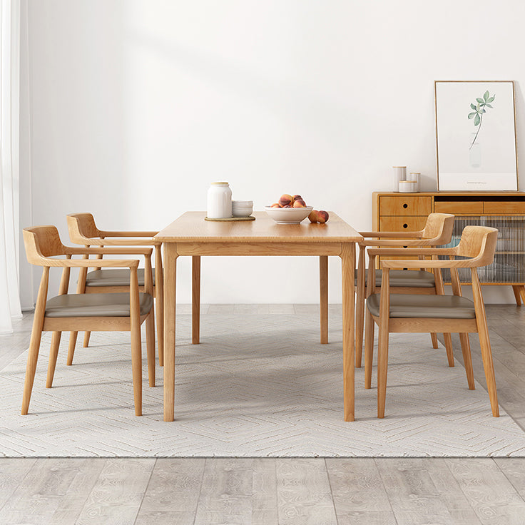 Rectangle Simplicity Dining Table Wood Color Fixed Table of Pinewood Solid Wood