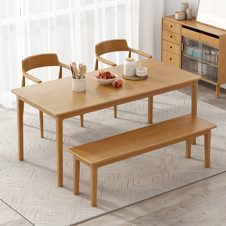 Rectangle Simplicity Dining Table Wood Color Fixed Table of Pinewood Solid Wood