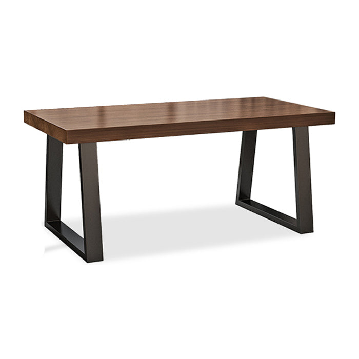 Industrial Wood Dining Table Rectangle Brown Dining Table with Black Frame