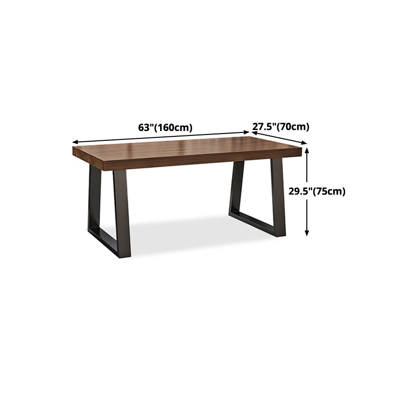Industrial Wood Dining Table Rectangle Brown Dining Table with Black Frame