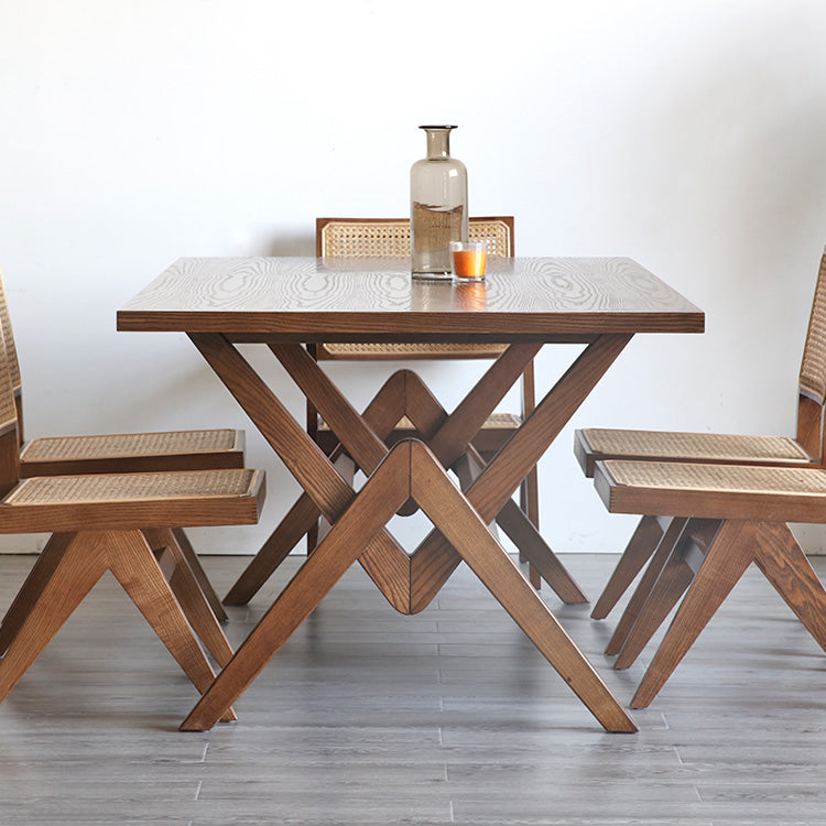 Rectangle Pine Wood Table with Trestle Base Modern Dining Table for Restaurant