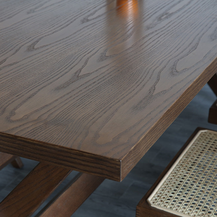 Rectangle Pine Wood Table with Trestle Base Modern Dining Table for Restaurant