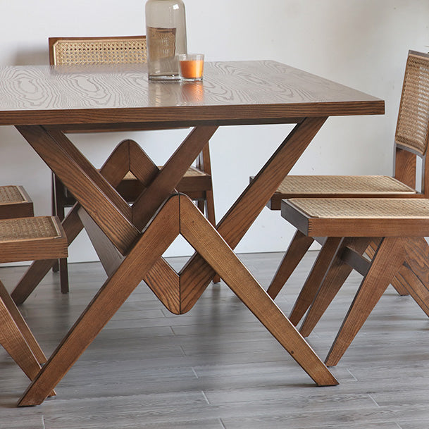 Rectangle Pine Wood Table with Trestle Base Modern Dining Table for Restaurant