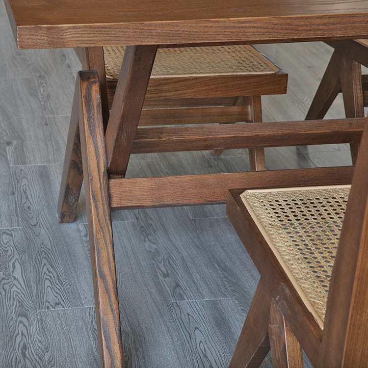 Rectangle Pine Wood Table with Trestle Base Modern Dining Table for Restaurant