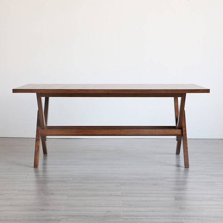 Rectangle Pine Wood Table with Trestle Base Modern Dining Table for Restaurant