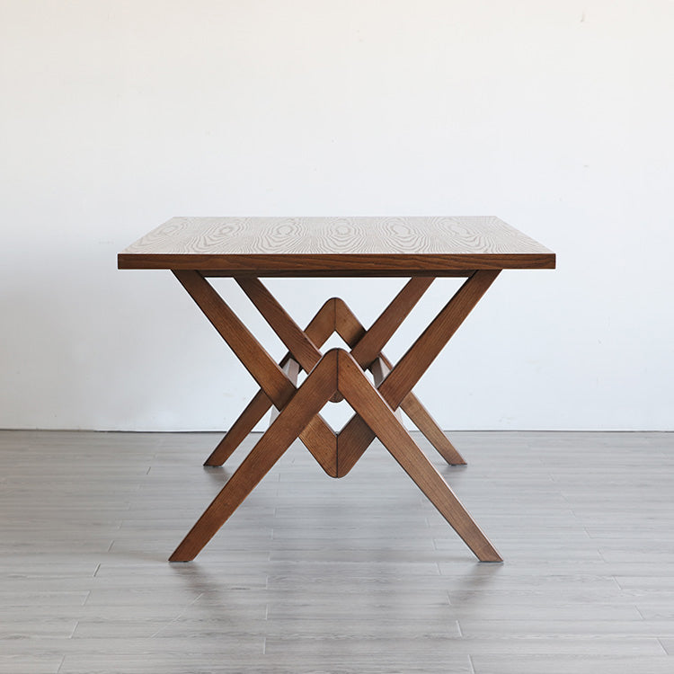 Rectangle Pine Wood Table with Trestle Base Modern Dining Table for Restaurant