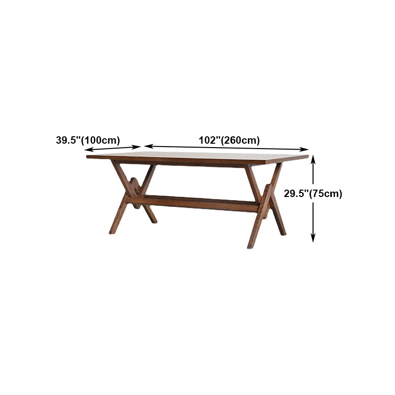 Rectangle Pine Wood Table with Trestle Base Modern Dining Table for Restaurant