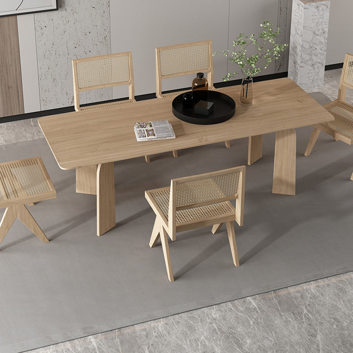 Mesa de comedor rectangular de 4 patas, mesa de comedor de madera maciza de estilo Simple para el hogar