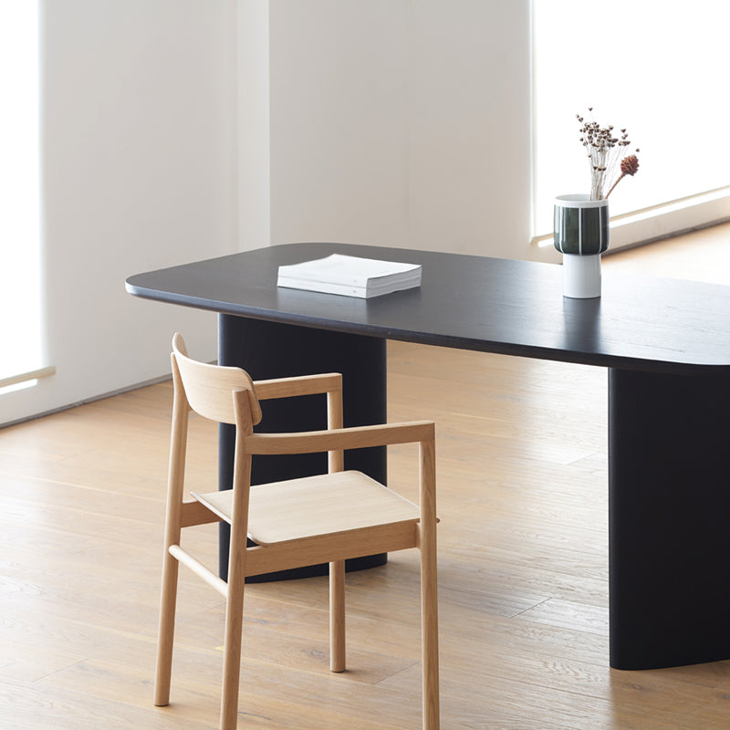 Rectangle Pine Wood Dining Table for Restaurant Modern Table with Double Pedestal Base