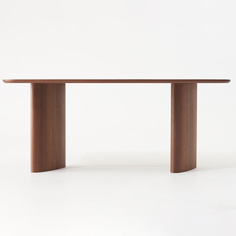 Rectangle Pine Wood Dining Table for Restaurant Modern Table with Double Pedestal Base