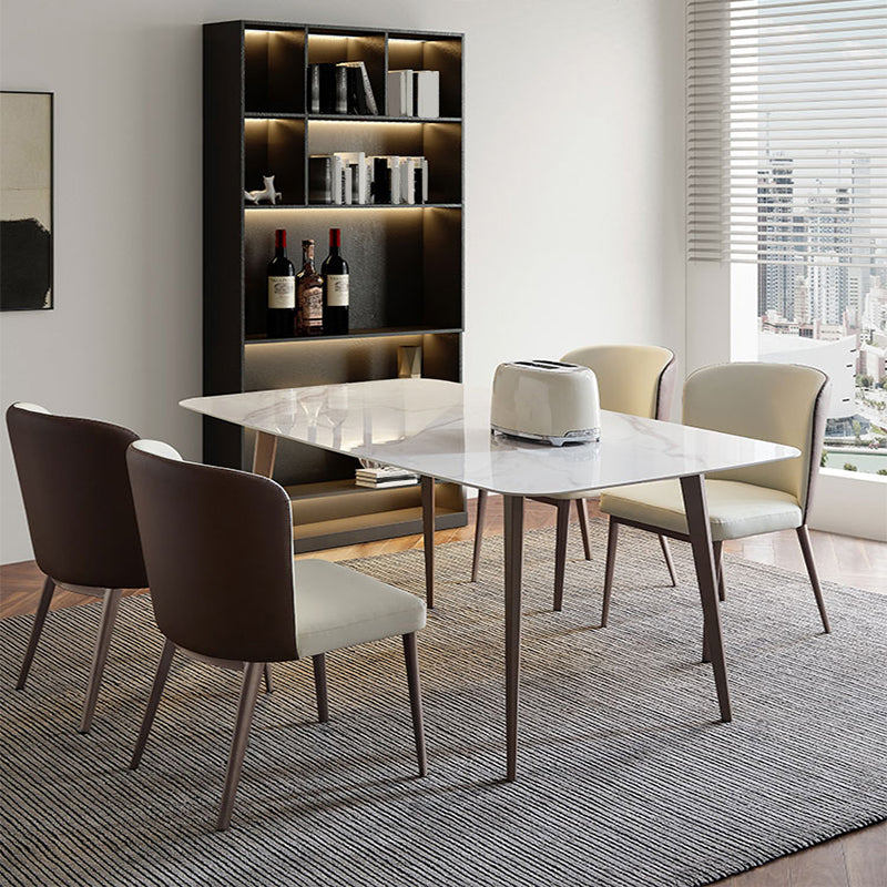 Table à manger rectangulaire en pierre moderne, Base de trépied pour dîner de cuisine à domicile