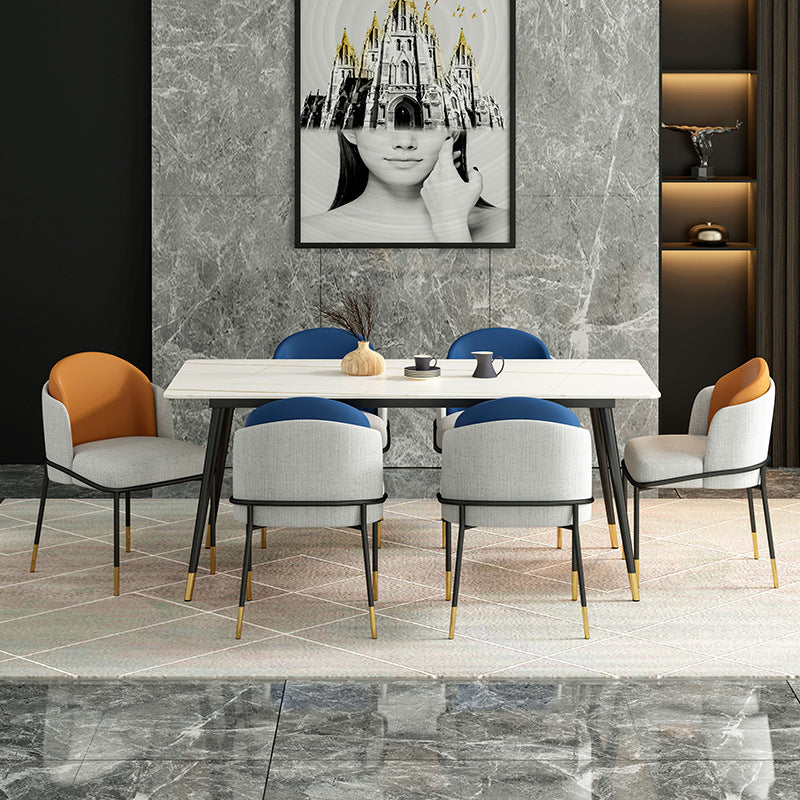 Stone Dining Table Contemporary Dining Table with 4 Black Legs
