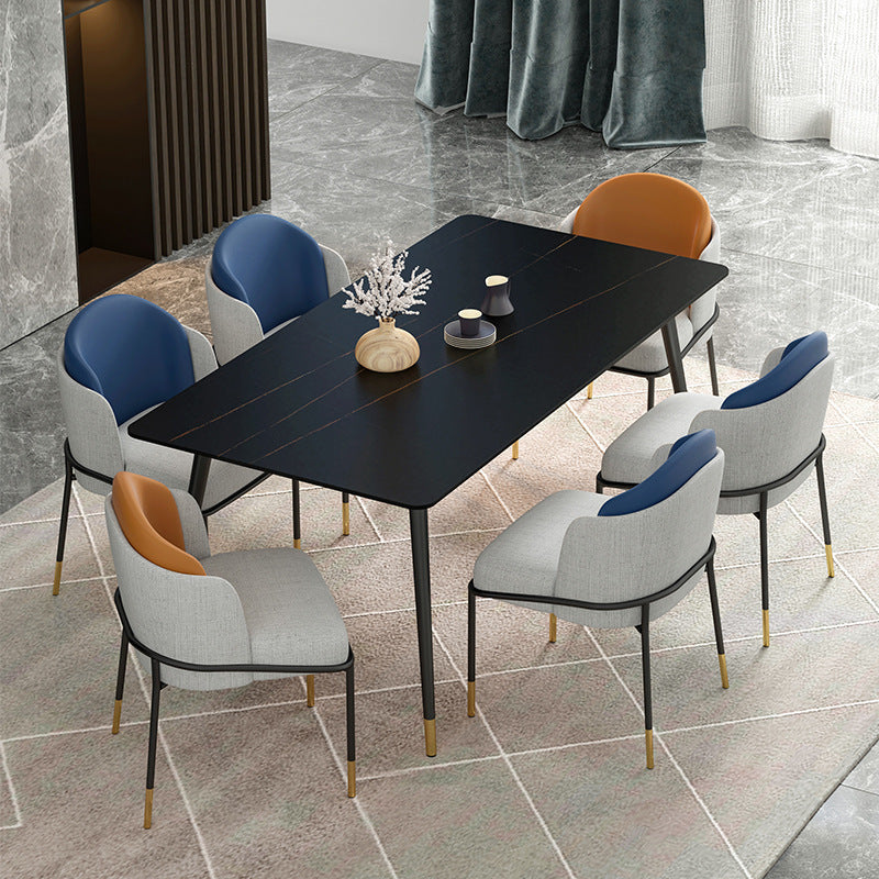 Stone Dining Table Contemporary Dining Table with 4 Black Legs